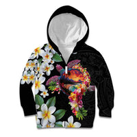 Hawaiian Lei Day Kid Hoodie Plumeria and Turtle with Polynesian Tribal Pattern