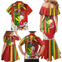 Personalised Hawaii and Philippines Together Family Matching Mermaid Dress and Hawaiian Shirt The Emblems with Cultural Symbols Green-Yellow-Red Tricolor LT03 - Polynesian Pride