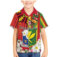 Personalised Hawaii and Philippines Together Family Matching Mermaid Dress and Hawaiian Shirt The Emblems with Cultural Symbols Green-Yellow-Red Tricolor LT03 Son's Shirt Art - Polynesian Pride