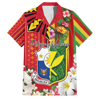 Personalised Hawaii and Philippines Together Family Matching Off Shoulder Maxi Dress and Hawaiian Shirt The Emblems with Cultural Symbols Green-Yellow-Red Tricolor LT03 Dad's Shirt - Short Sleeve Art - Polynesian Pride
