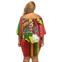 Personalised Hawaii and Philippines Together Family Matching Off Shoulder Short Dress and Hawaiian Shirt The Emblems with Cultural Symbols Green-Yellow-Red Tricolor LT03 - Polynesian Pride