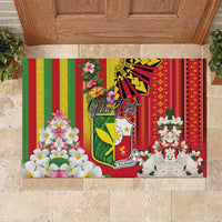 Personalised Hawaii and Philippines Together Rubber Doormat The Emblems with Cultural Symbols Green-Yellow-Red Tricolor LT03 Art - Polynesian Pride