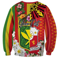 Personalised Hawaii and Philippines Together Sweatshirt The Emblems with Cultural Symbols Green-Yellow-Red Tricolor