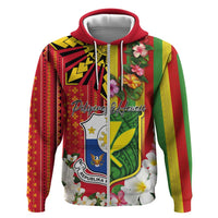 Personalised Hawaii and Philippines Together Zip Hoodie The Emblems with Cultural Symbols Green-Yellow-Red Tricolor LT03 Zip Hoodie Art - Polynesian Pride
