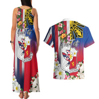Personalised Hawaii and Philippines Together Couples Matching Tank Maxi Dress and Hawaiian Shirt The Emblems with Cultural Symbols Blue-White-Red Tricolor