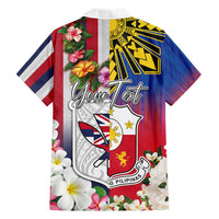 Personalised Hawaii and Philippines Together Hawaiian Shirt The Emblems with Cultural Symbols Blue-White-Red Tricolor LT03 - Polynesian Pride
