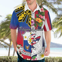 Personalised Hawaii and Philippines Together Hawaiian Shirt The Emblems with Cultural Symbols Blue-White-Red Tricolor LT03 - Polynesian Pride