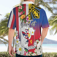 Personalised Hawaii and Philippines Together Hawaiian Shirt The Emblems with Cultural Symbols Blue-White-Red Tricolor LT03 - Polynesian Pride
