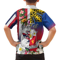 Personalised Hawaii and Philippines Together Kid Hawaiian Shirt The Emblems with Cultural Symbols Blue-White-Red Tricolor