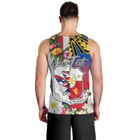 Personalised Hawaii and Philippines Together Men Tank Top The Emblems with Cultural Symbols Blue-White-Red Tricolor