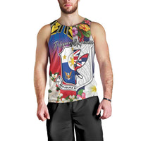 Personalised Hawaii and Philippines Together Men Tank Top The Emblems with Cultural Symbols Blue-White-Red Tricolor
