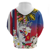 Personalised Hawaii and Philippines Together Zip Hoodie The Emblems with Cultural Symbols Blue-White-Red Tricolor LT03 - Polynesian Pride