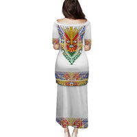 Haiti Flag Traditional Dashiki Family Matching Puletasi and Hawaiian Shirt White Color LT03 - Polynesian Pride