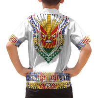 Haiti Flag Traditional Dashiki Family Matching Short Sleeve Bodycon Dress and Hawaiian Shirt White Color LT03 - Polynesian Pride