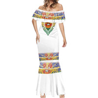 Haiti Flag Traditional Dashiki Mermaid Dress White Color - Polynesian Pride