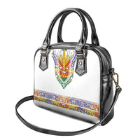 Haiti Flag Traditional Dashiki Shoulder Handbag White Color - Polynesian Pride