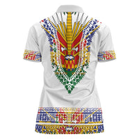 Haiti Flag Traditional Dashiki Women Polo Shirt White Color - Polynesian Pride