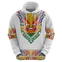 Haiti Flag Traditional Dashiki Zip Hoodie White Color - Polynesian Pride