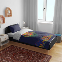 Haiti Flag Traditional Dashiki Bedding Set Black Color - Polynesian Pride