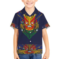 Haiti Flag Traditional Dashiki Family Matching Short Sleeve Bodycon Dress and Hawaiian Shirt Black Color LT03 Son's Shirt Black - Polynesian Pride