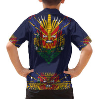 Haiti Flag Traditional Dashiki Family Matching Summer Maxi Dress and Hawaiian Shirt Black Color - Polynesian Pride