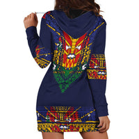 Haiti Flag Traditional Dashiki Hoodie Dress Black Color - Polynesian Pride