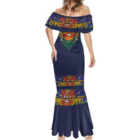 Haiti Flag Traditional Dashiki Mermaid Dress Black Color - Polynesian Pride