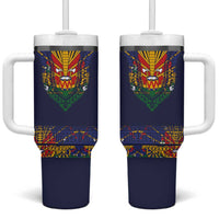 Haiti Flag Traditional Dashiki Tumbler With Handle Black Color LT03 One Size: 40 oz Black - Polynesian Pride