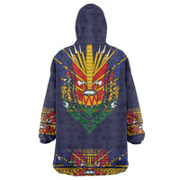Haiti Flag Traditional Dashiki Wearable Blanket Hoodie Black Color - Polynesian Pride