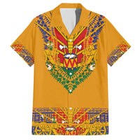 Haiti Flag Traditional Dashiki Family Matching Off The Shoulder Long Sleeve Dress and Hawaiian Shirt Yellow Color - Polynesian Pride