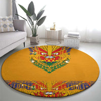 Haiti Flag Traditional Dashiki Round Carpet Yellow Color - Polynesian Pride