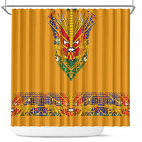 Haiti Flag Traditional Dashiki Shower Curtain Yellow Color - Polynesian Pride