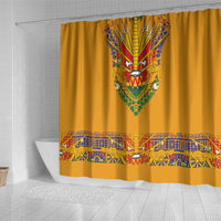 Haiti Flag Traditional Dashiki Shower Curtain Yellow Color - Polynesian Pride
