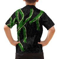 Hawaii Maile Lei Family Matching Summer Maxi Dress and Hawaiian Shirt Aloha Black Color