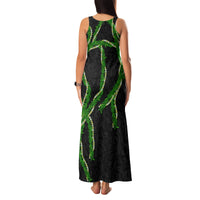 Hawaii Maile Lei Family Matching Tank Maxi Dress and Hawaiian Shirt Aloha Black Color
