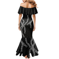 Hawaii Maile Lei Family Matching Mermaid Dress and Hawaiian Shirt Aloha Grayscale Color