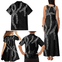 Hawaii Maile Lei Family Matching Tank Maxi Dress and Hawaiian Shirt Aloha Grayscale Color