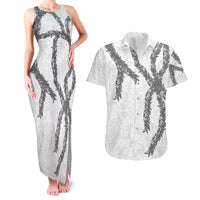 Hawaii Maile Lei Couples Matching Tank Maxi Dress and Hawaiian Shirt Aloha The Grey Color