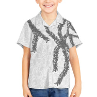 Hawaii Maile Lei Kid Hawaiian Shirt Aloha The Grey Color LT03 Kid Grey - Polynesian Pride