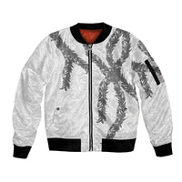 Hawaii Maile Lei Sleeve Zip Bomber Jacket Aloha The Grey Color