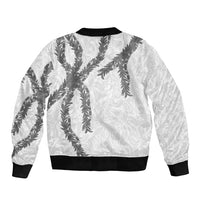 Hawaii Maile Lei Sleeve Zip Bomber Jacket Aloha The Grey Color