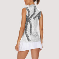 Hawaii Maile Lei Women Sleeveless Polo Shirt Aloha The Grey Color