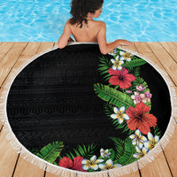 Hawaii Tropical Flowers and Leaves Beach Blanket Tapa Pattern Colorful Mode