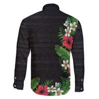 Hawaii Tropical Flowers and Leaves Family Matching Short Sleeve Bodycon Dress and Hawaiian Shirt Tapa Pattern Colorful Mode LT03 - Polynesian Pride