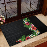 Hawaii Tropical Flowers and Leaves Rubber Doormat Tapa Pattern Colorful Mode