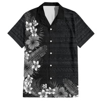 Hawaii Tropical Flowers and Leaves Family Matching Tank Maxi Dress and Hawaiian Shirt Tapa Pattern Grayscale Mode LT03 Dad's Shirt - Short Sleeve Grayscale - Polynesian Pride