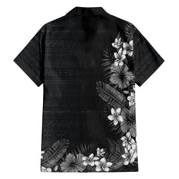 Hawaii Tropical Flowers and Leaves Family Matching Tank Maxi Dress and Hawaiian Shirt Tapa Pattern Grayscale Mode LT03 - Polynesian Pride