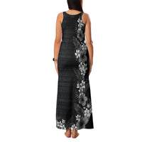 Hawaii Tropical Flowers and Leaves Family Matching Tank Maxi Dress and Hawaiian Shirt Tapa Pattern Grayscale Mode LT03 - Polynesian Pride