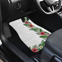 Hawaii Tropical Flowers and Leaves Car Mats Tapa Pattern White Mode