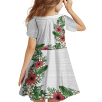 Hawaii Tropical Flowers and Leaves Family Matching Summer Maxi Dress and Hawaiian Shirt Tapa Pattern White Mode LT03 - Polynesian Pride